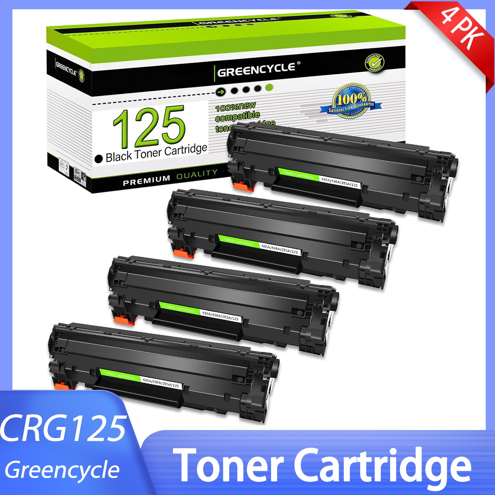 Black CRG125 125 Toner Cartridge 4PK Fits Canon MF3010 LBP6000 LBP6030w LBP6020
