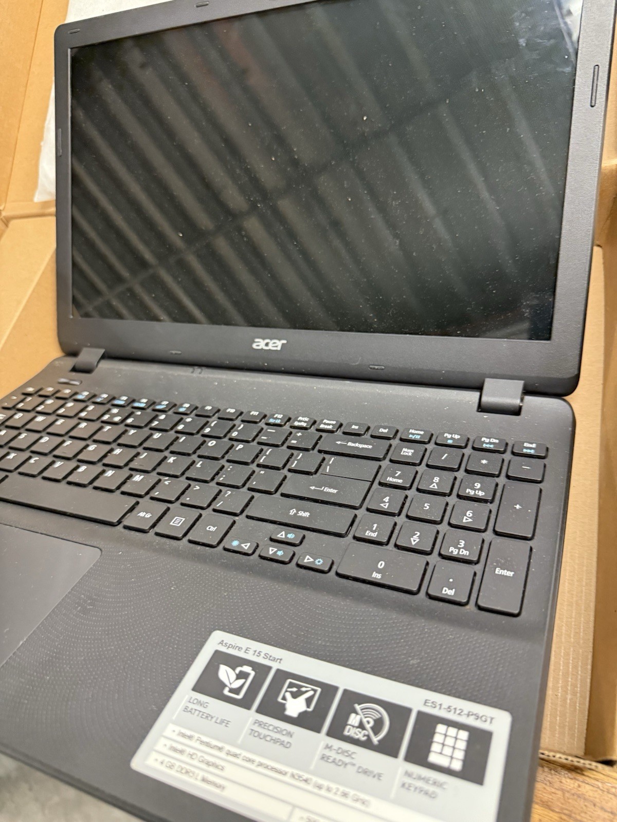 Acer Aspire5 Laptop 15 Start ES 1-512-P9GT.  S/N  NXMRWAA010448107606600