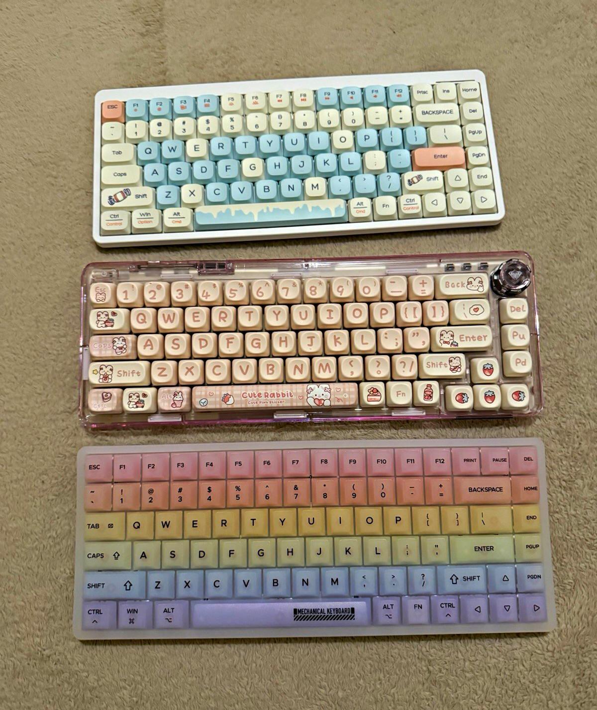 ⁠3 Mechanical Keyboards Lot: AULA F68, LTC Neon75, YK75 Used⁠