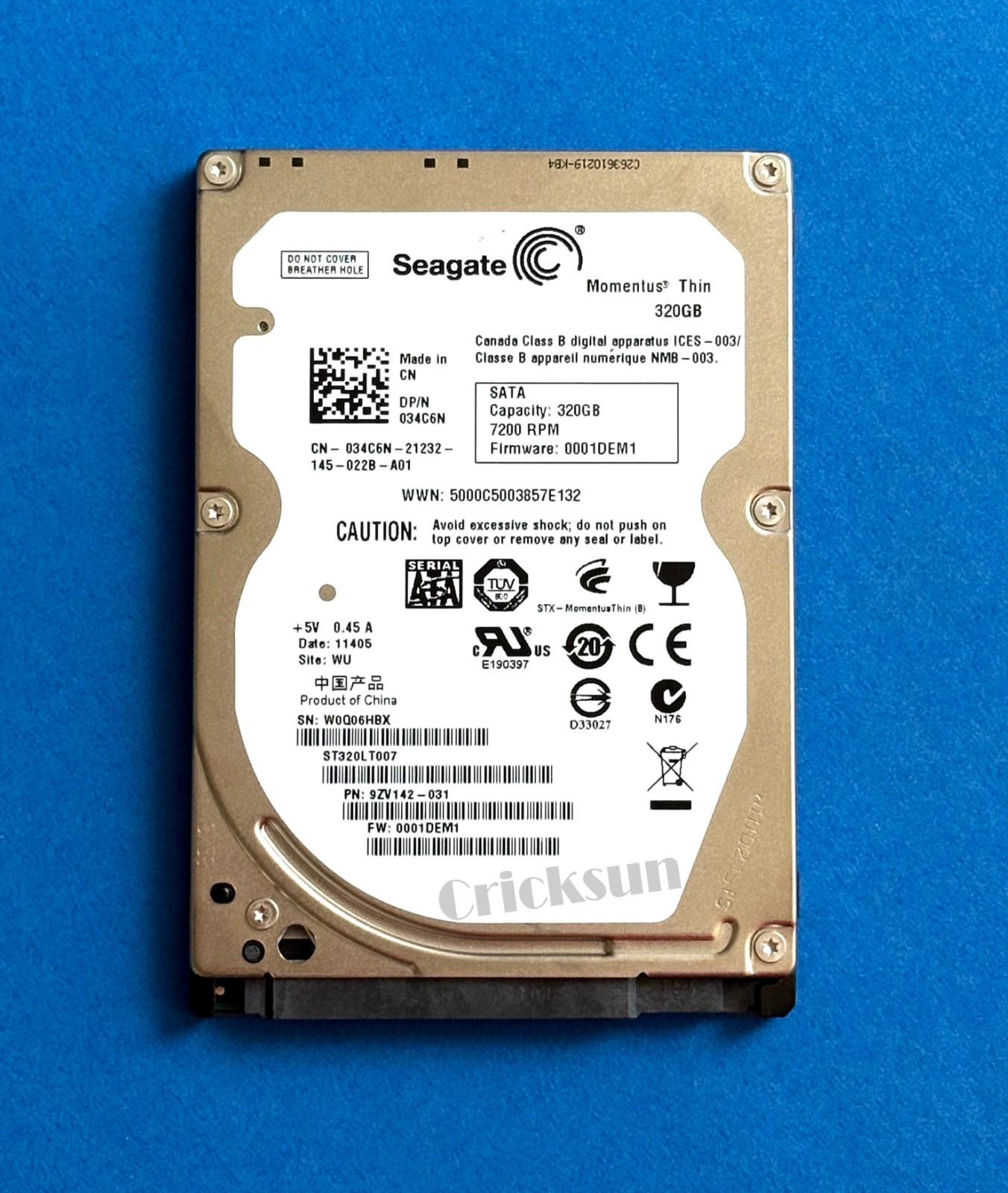 Seagate 320GB Momentus Thin SATA Drive 7200 RPM ST320LT007 Formatted NTFS 2.5"