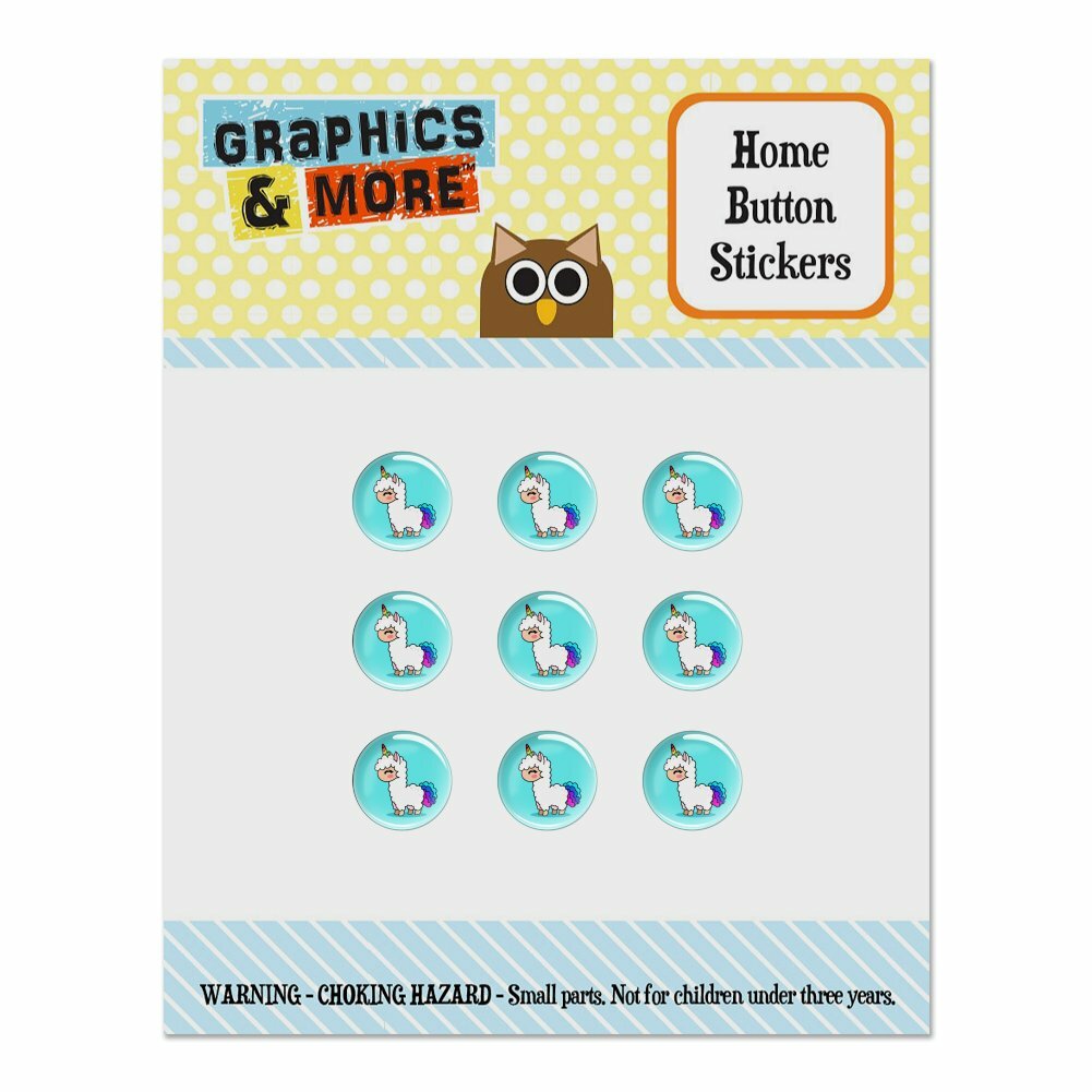 Cute Kawaii Rainbow Llama Unicorn Home Button Stickers Fit Apple iPhone