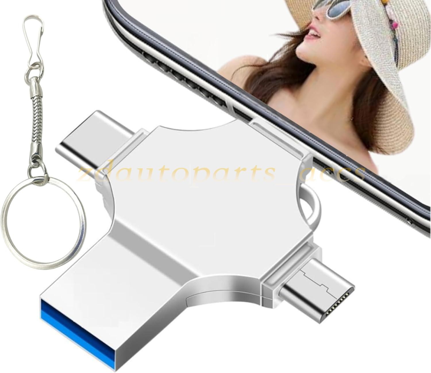 2TB 4-in-1 USB 3.0 Flash Drive Compatible with iPhone iPad Android USB-C