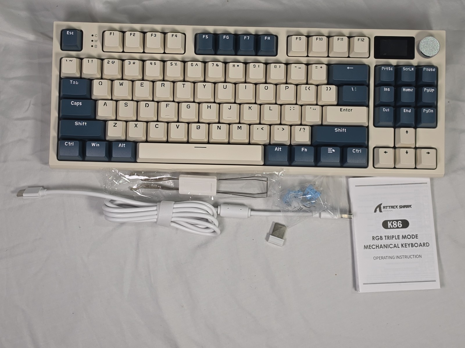 ATTACK SHARK K86 Wireless Mechanical Keyboard 75% with TFT Color Display & Knob 