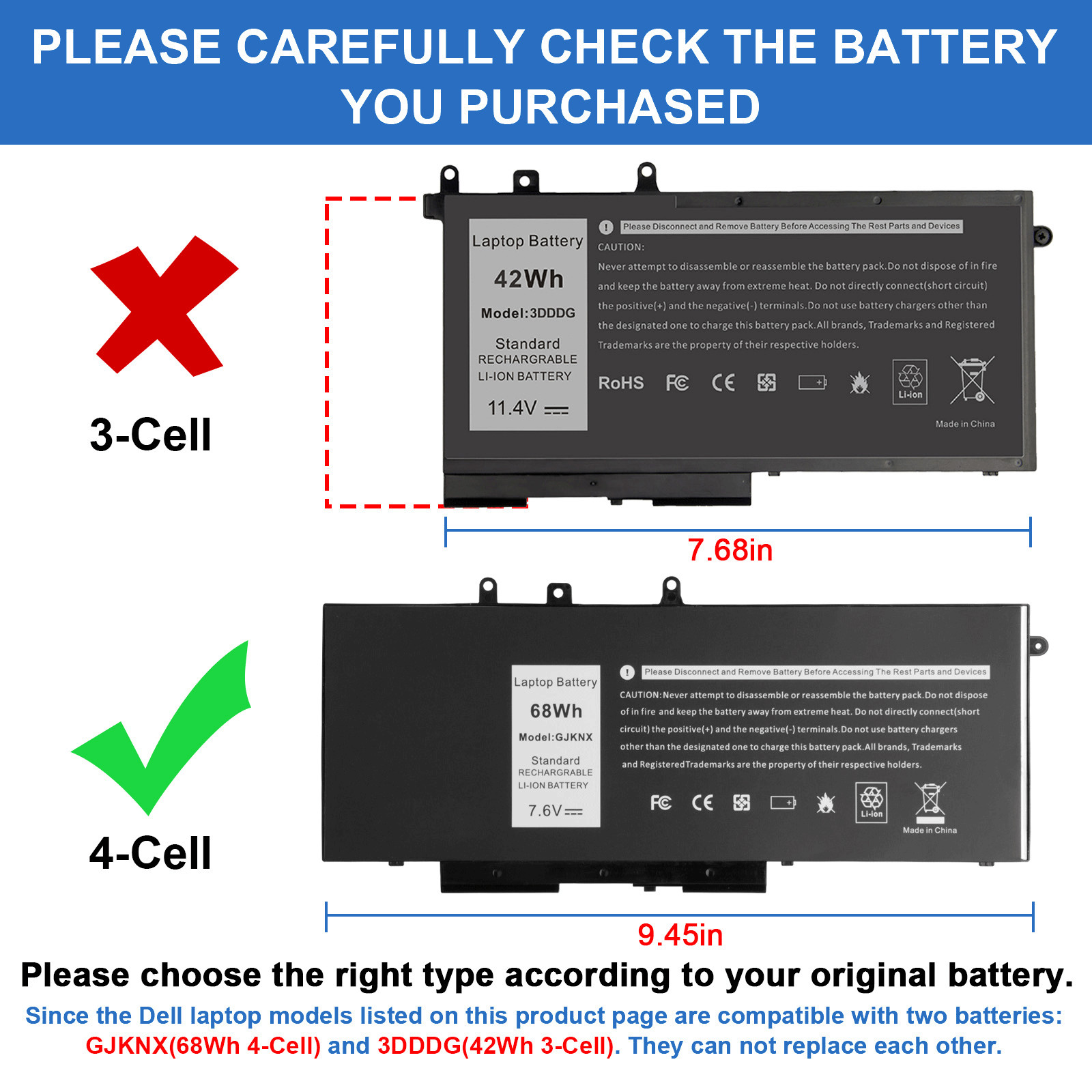 🧡LOT OF 30x GJKNX Battery For Dell Latitude 5480 5580 5490 5590 5488 E5280 68Wh