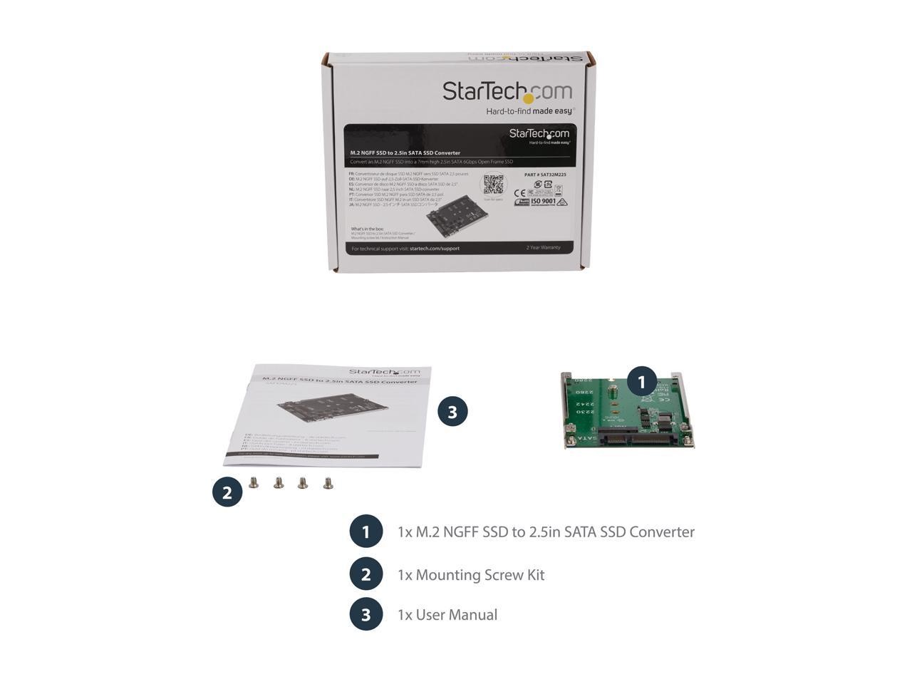 Startech SAT32M225 M.2 SSD to 2.5in SATA Adapter 6Gbps