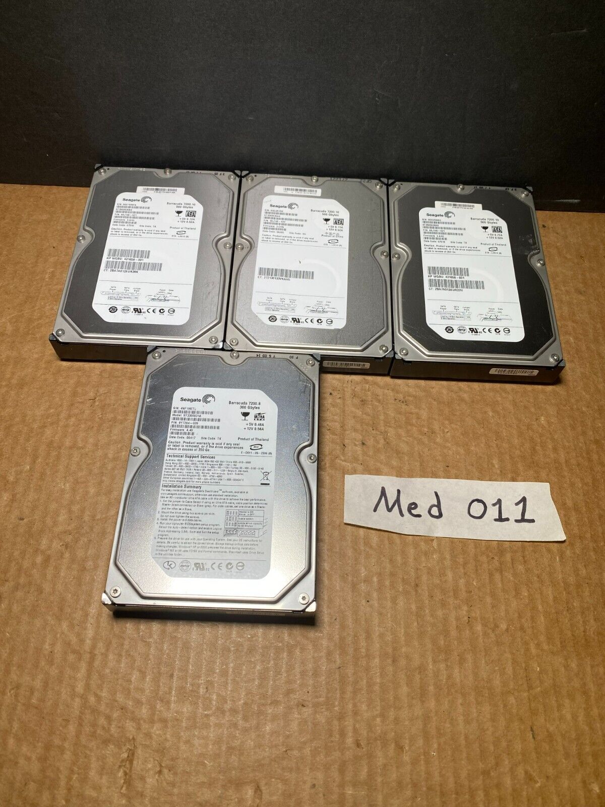 Lot of 4 Seagate 500Gb and 300Gb SATA Hard Drive\'s Works Ships Fast