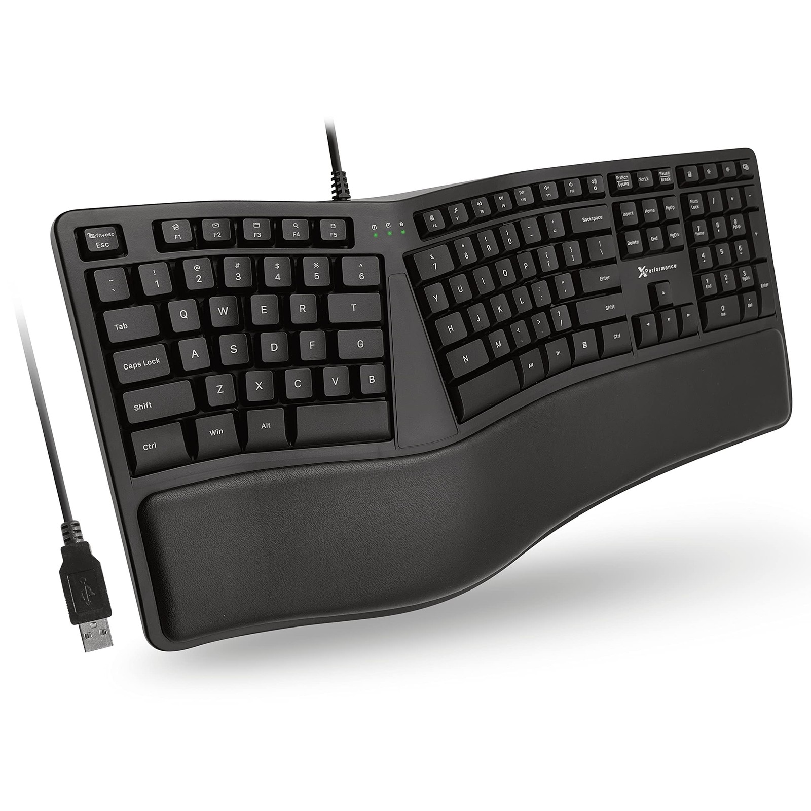 X9 Wired Ergonomic Keyboard with Cushioned Wrist Rest - Type Comfortably Long...