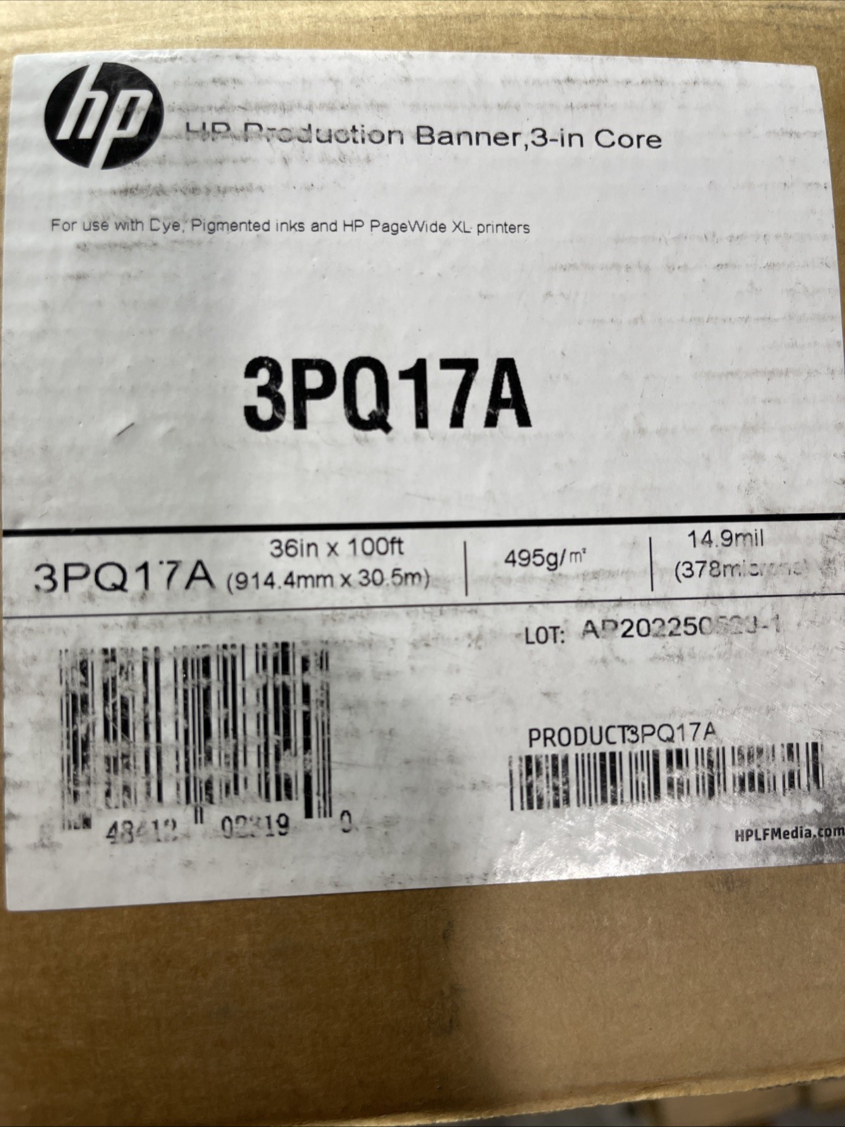 HP Production Banner Roll 3” Core 36” X 100ft 3PQ17A