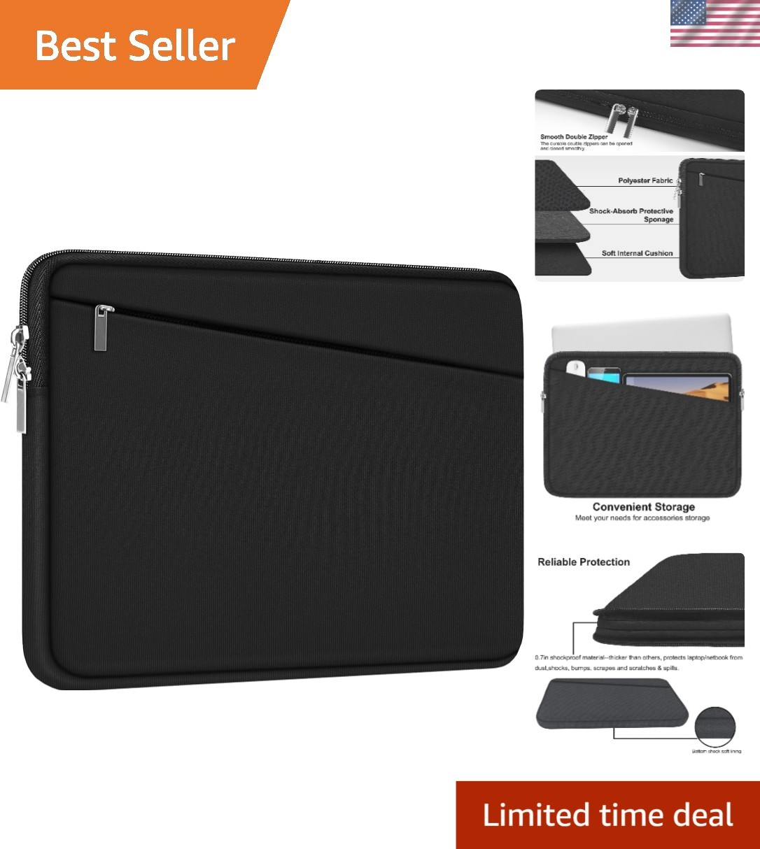 Sleek 15.6-Inch Neoprene Laptop Sleeve - Ultra Light & Protective Carrying Case