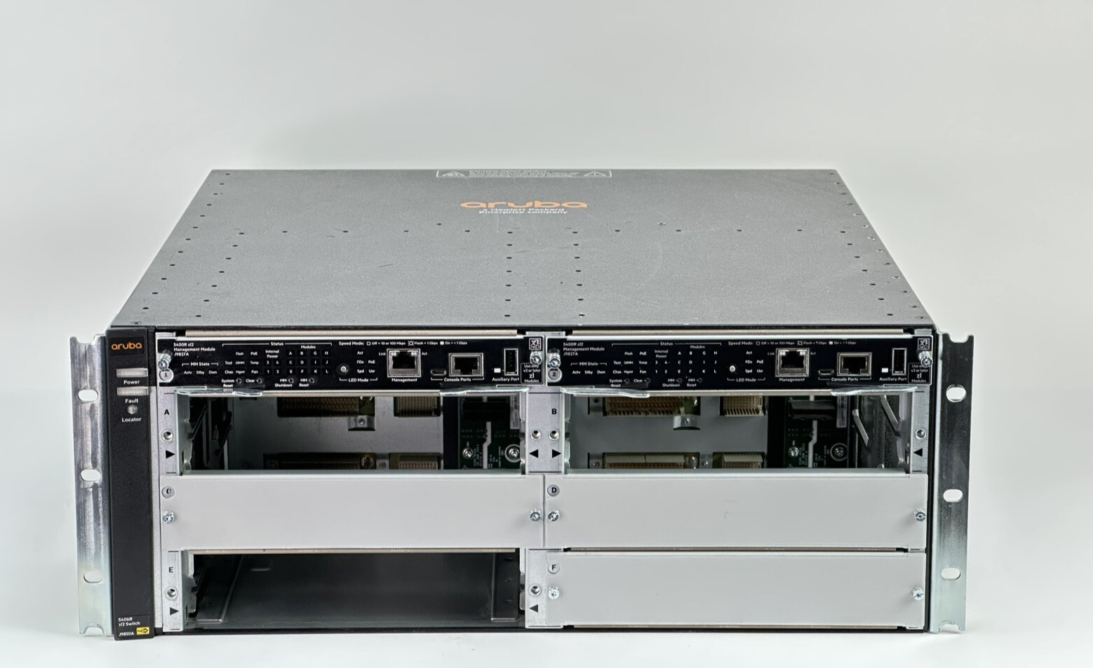 HP HPE Aruba Switch Chassis J9850A 5406R zl2 4U 2x MM J9827a No Fan No PSU
