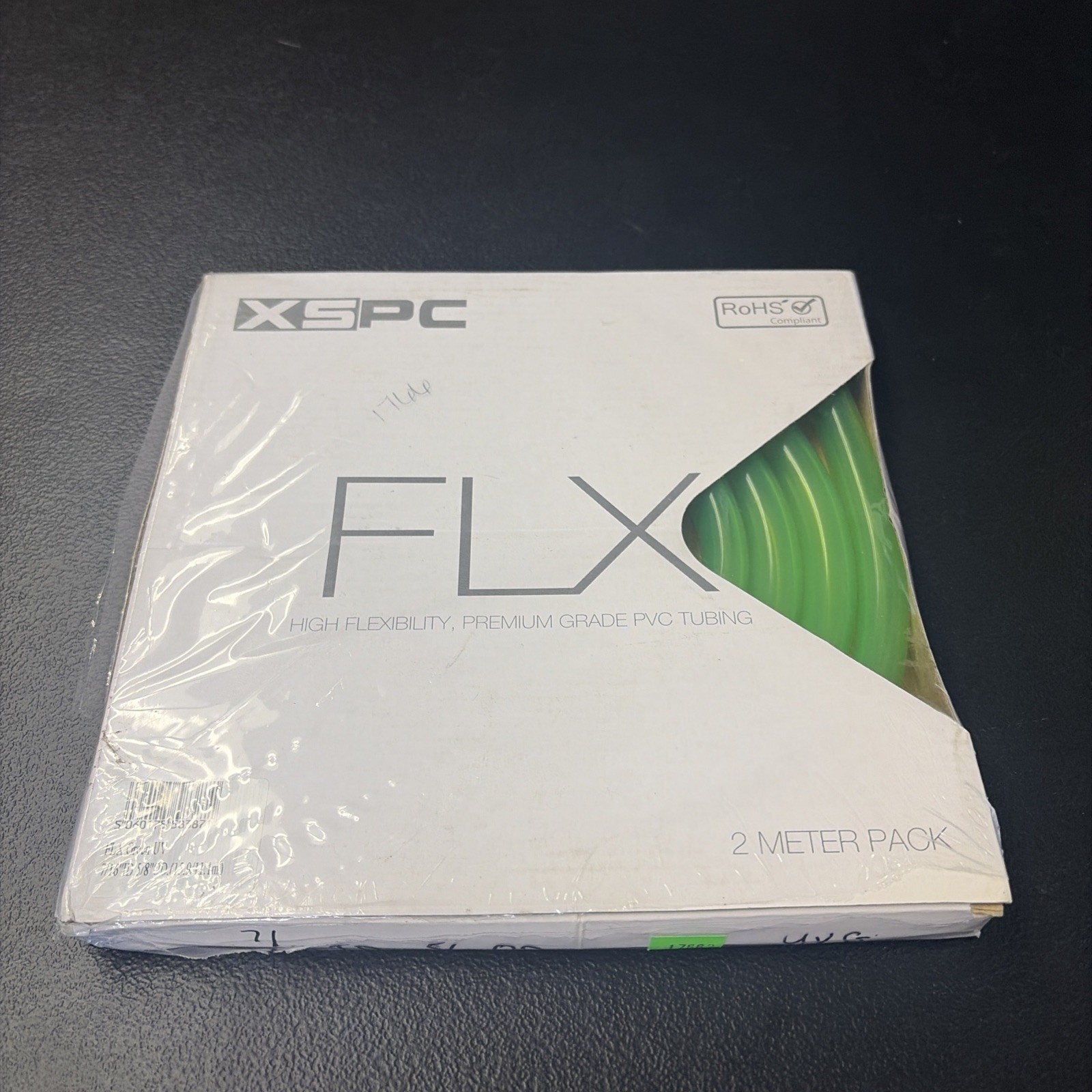 NIB NOS XSPC FLX 7/16"ID 5/8"OD 15.9/11.1 MM GREEN UV PREMIUM PVC TUBING 2 MTR