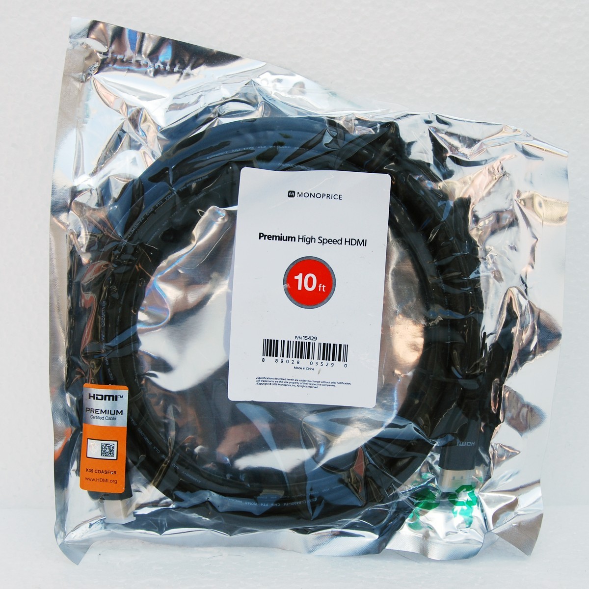 Monoprice Premium High Speed HDMI Cable HDR 10ft - Black