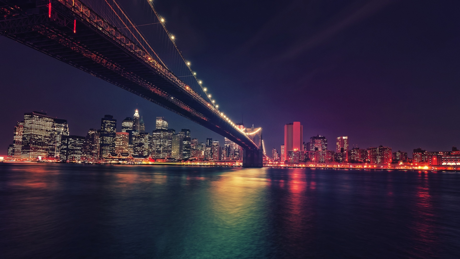 Landscape new york city cityscape usa night brooklyn Custom Gaming Mat Desk