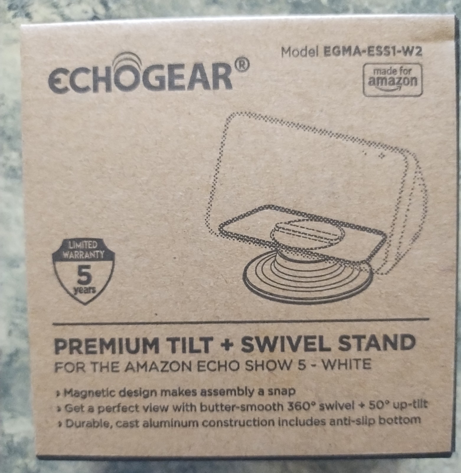 Premium Tilt + Swivel Stand for the Echo Show 5 (WHITE) (ECHOGEAR) NEW