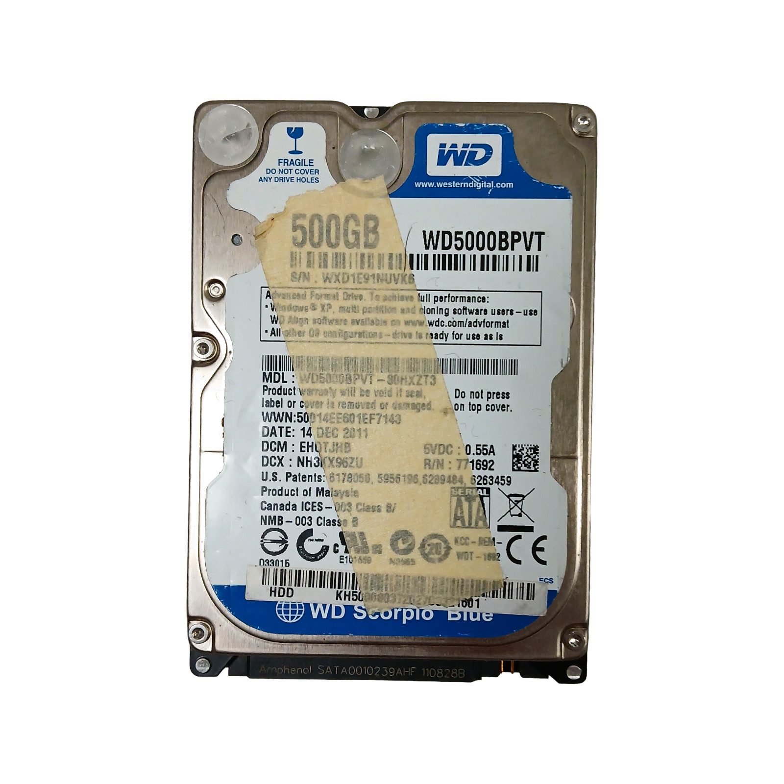 WD 500GB HDD WD5000BPVT-00HXZT3 Donor | PCB 2060-771820-000 | DCM EHOTJHB Repair