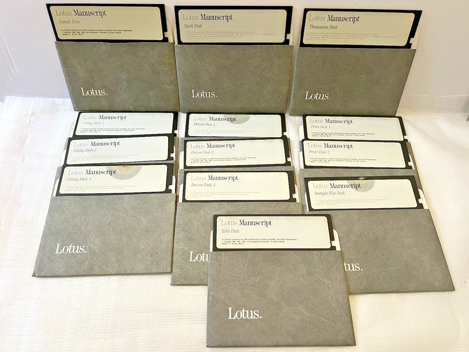 Vintage Lotus Manuscript Release 2.1 Software 5.25" Floppy Disks (1986/88/89)