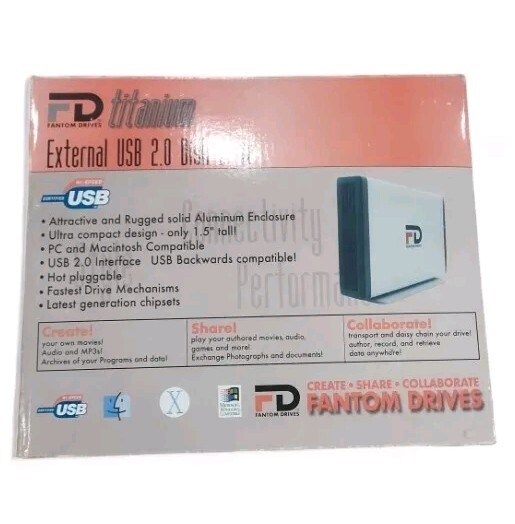 FANTOM DRIVES TITANIUM-External USB 2.0 HARD DRIVE.(new)