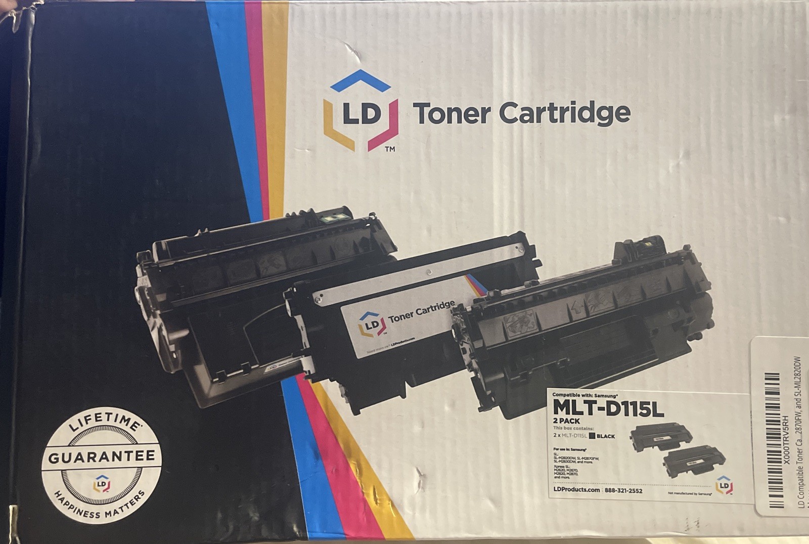 LD 2PK MLT-D115L Black Toner Cartridge for Samsung SL-M2820DW SL-M2870FW M2830DW