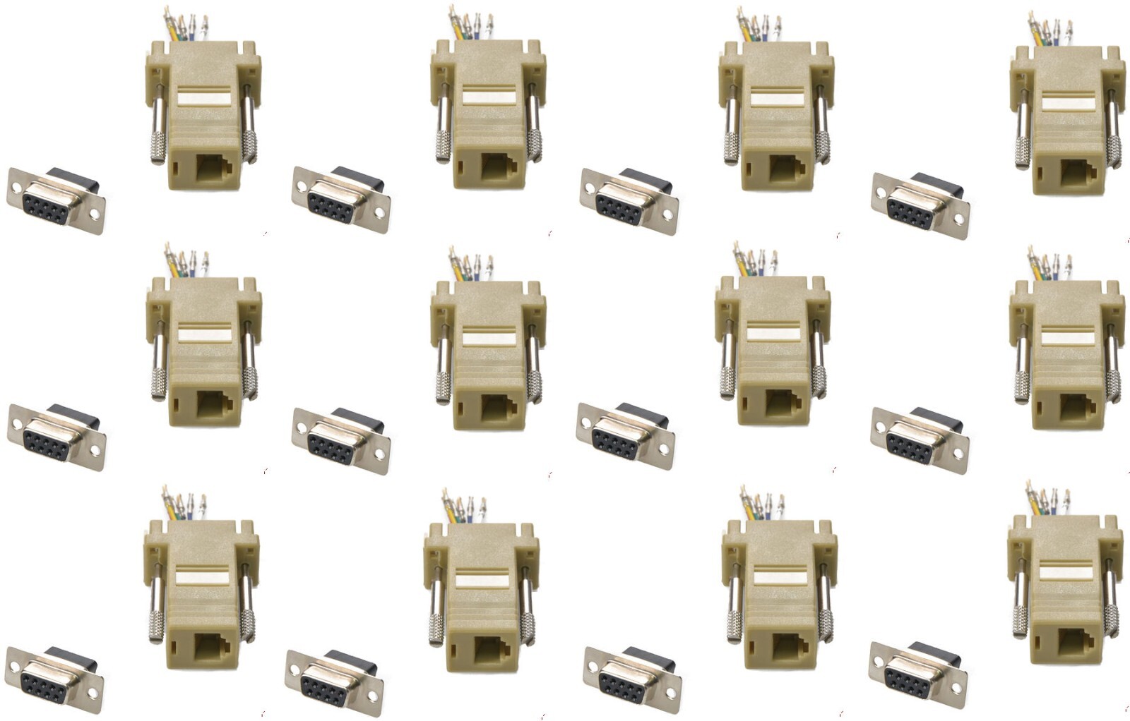 12x PCS DB9 Female to RJ12/RJ11 Modular 6P6C 6 Wires Adapter Converter Telephone