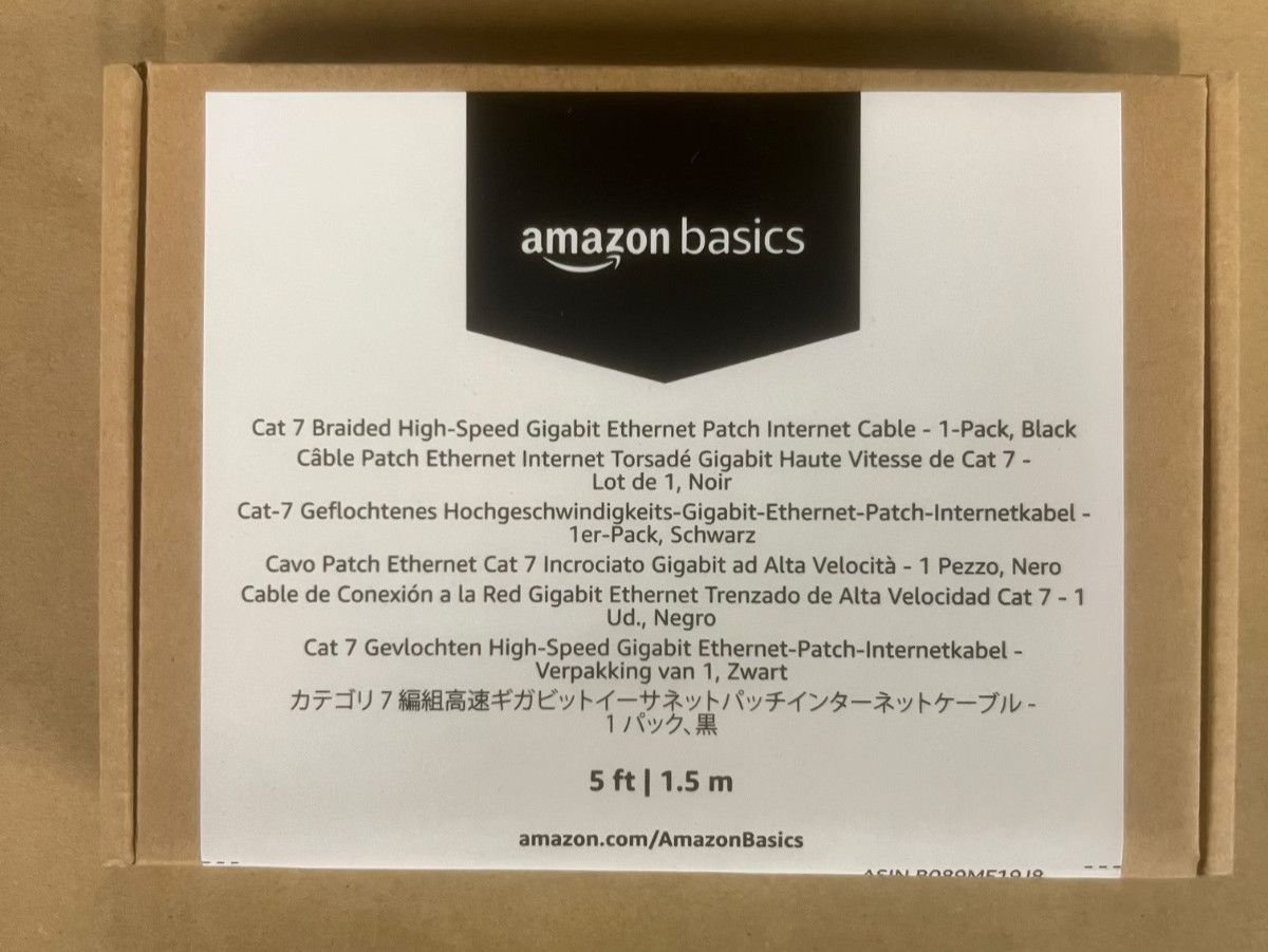 Amazon Basics Cat-7 Braided High Speed Gigabit Ethernet Patch Internet Cable 5ft