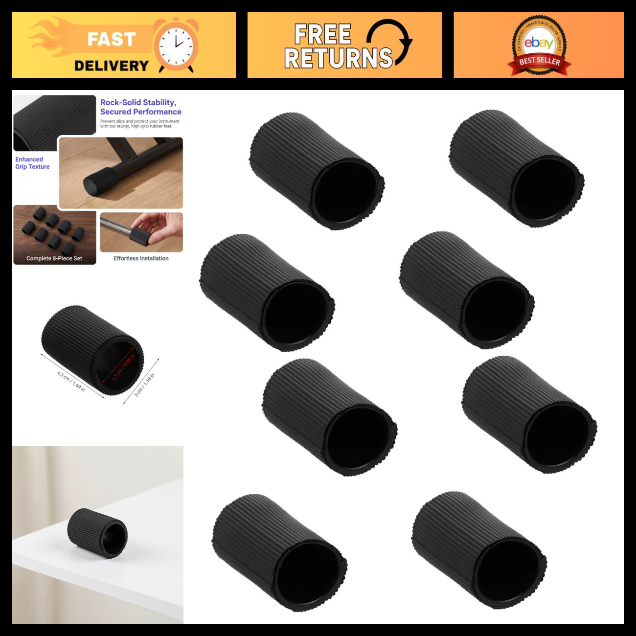 8Pcs Non-Slip Rubber Feet Covers for Electronic Keyboard Stand - Noise Reducing