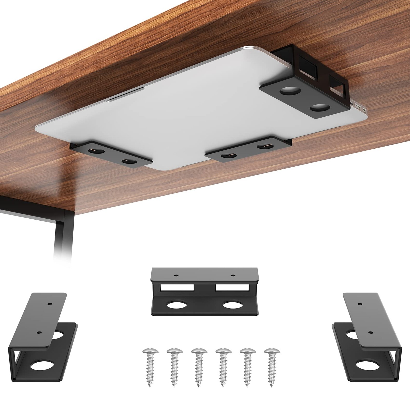 GOME Under Desk Laptop Mount Metal Bracket with Felt Board to Protect Your La