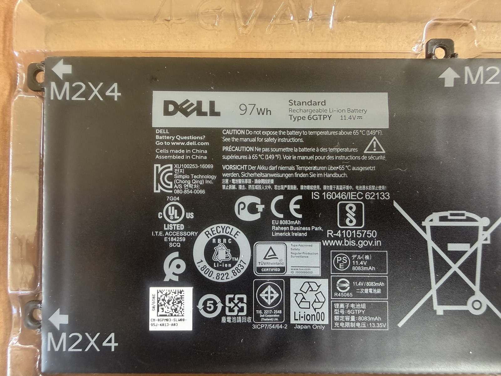 6GTPY Battery Genuine Dell XPS 15 9570 9560 9550 7590 Precsion 5530 5520 5510
