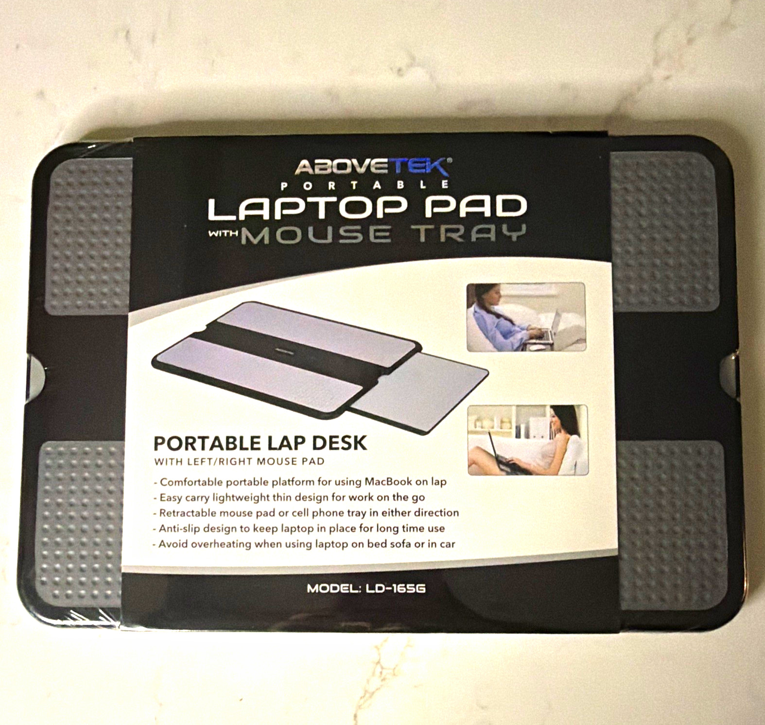 AboveTEK LD-165G Laptop Lap Desk 15.7in Anti-Slip w/ Retractable Mouse Tray