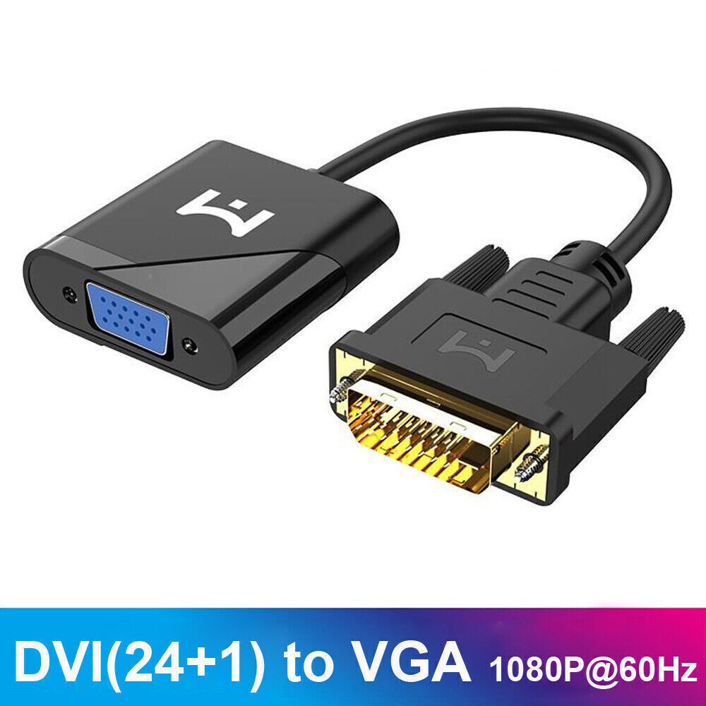 1080p Active Cable Adapter Converter DVI-D 24+1 Pin Male to VGA 15 Pin Female HD
