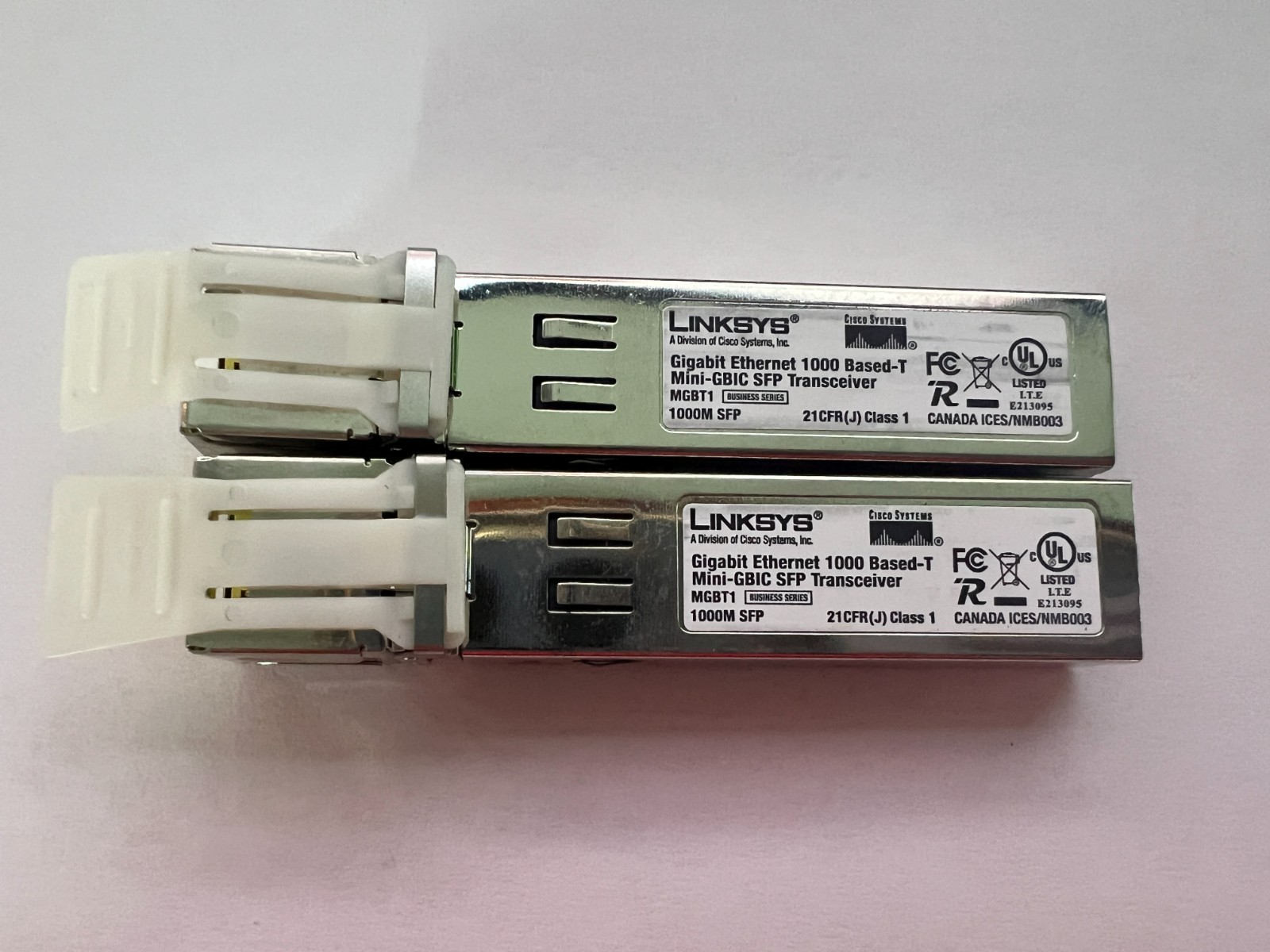 Lot of 2 Linksys Gigabit Ethernet 1000 Based-T Mini-GBIC SFP Transceiver MGBT1