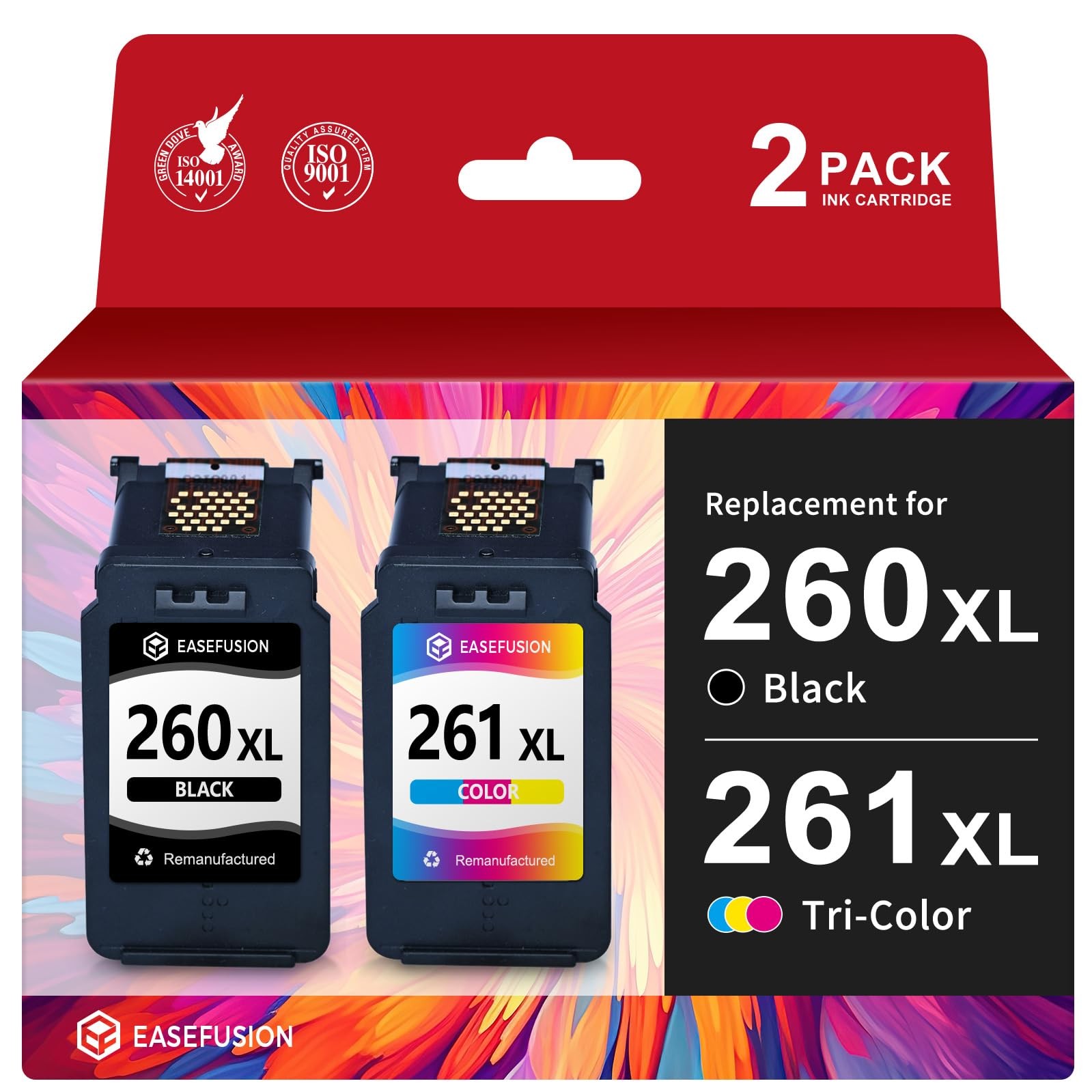 EaseFusion 260XL 261XL Replacement for Canon 260 and 261 Ink Cartridges PG-26...