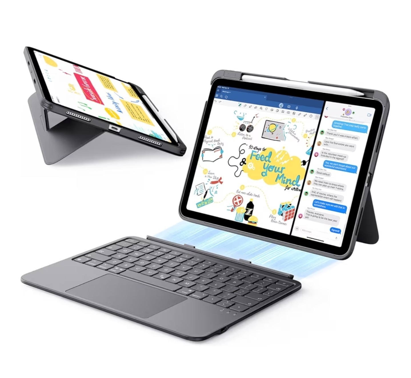New iPad Air 11" ESR Flex Magic Keyboard Case for 4/5th Gen & M2/3/4, Dark Gray