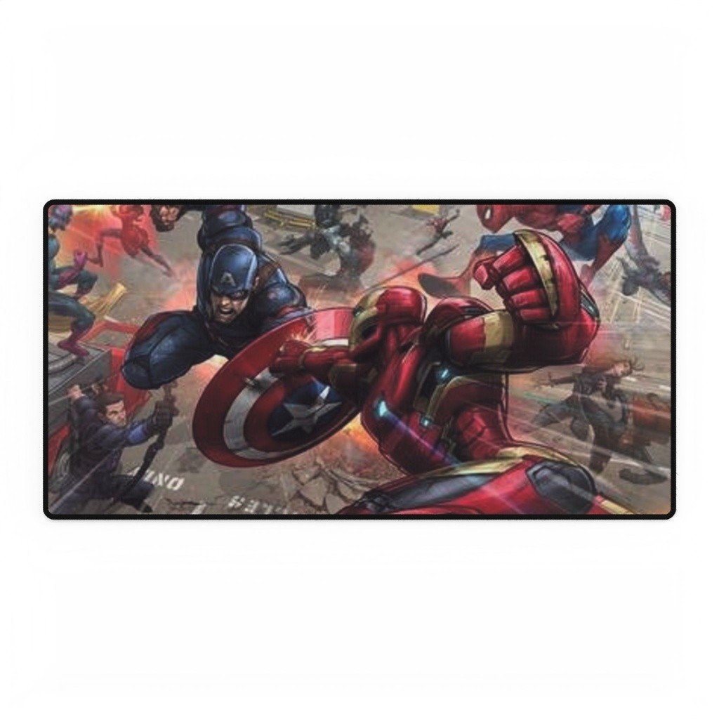 Captain America And Iron Man Epic Battlefield Clashing Action Mouse Pad Desk Mat