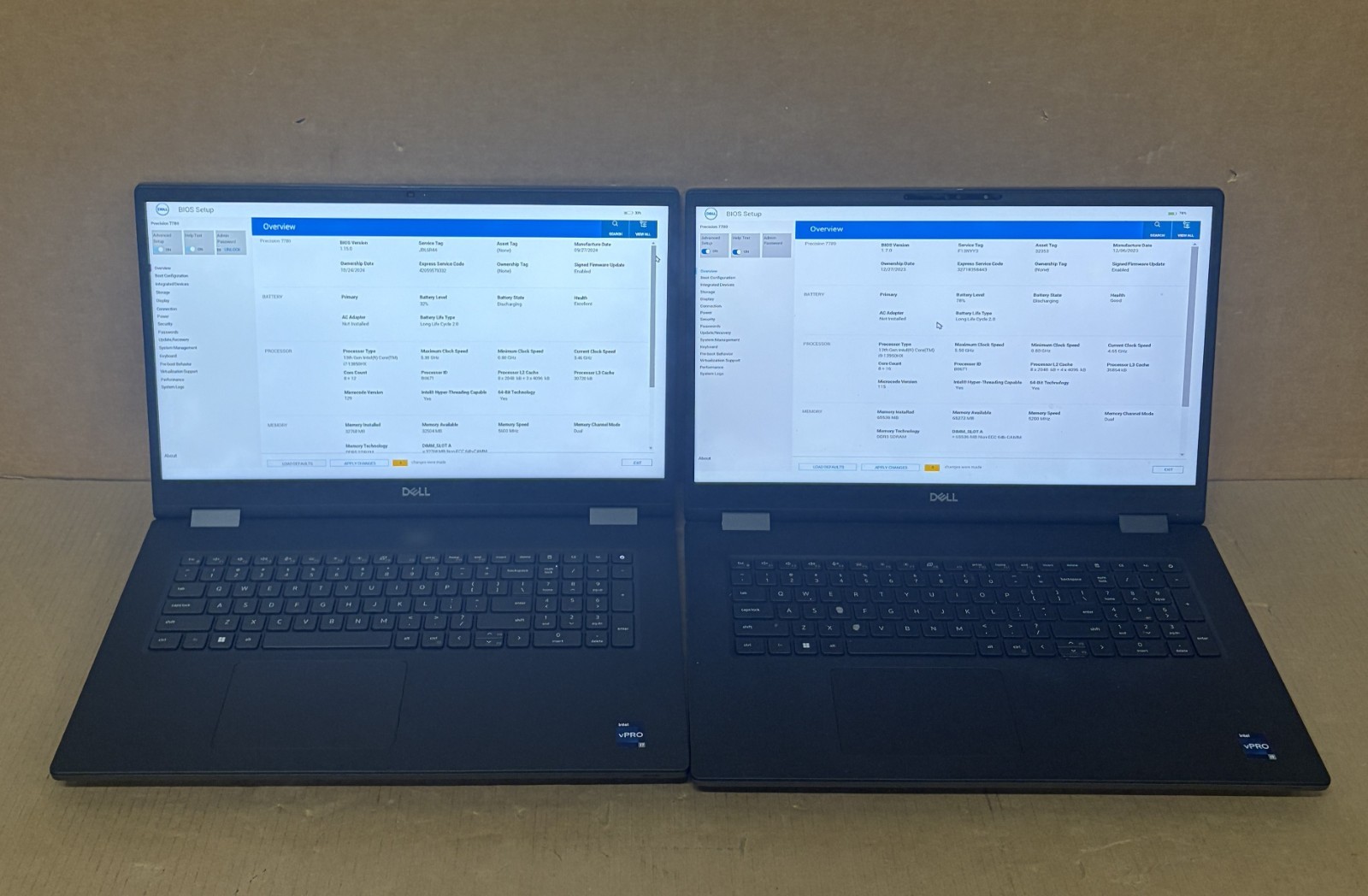 Lot of 2 Dell Precision 7780 i7/i9 | 32/64GB RAM |RTX 4000/5000 NO SSD/OS READ H