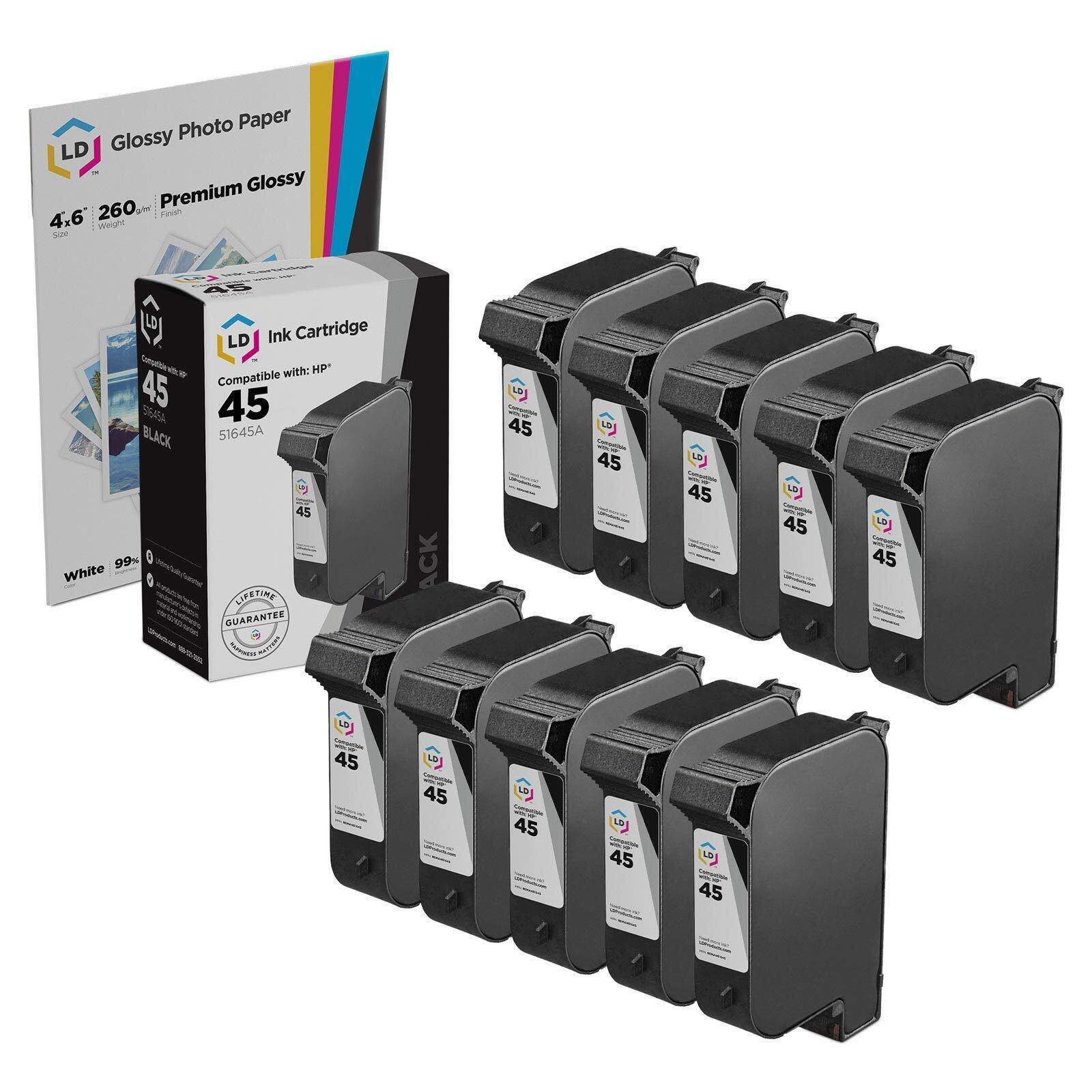 LD Products Replacement for HP 45 / 51645A Black Ink Cartridges 10-Pack
