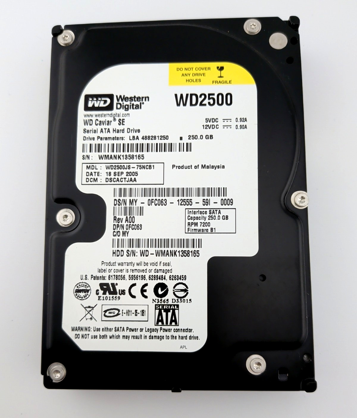 Western Digital Caviar SE ATA Hard Drive 250GB WD2500JS-75NCB1 7200RPM SATA 3.5"