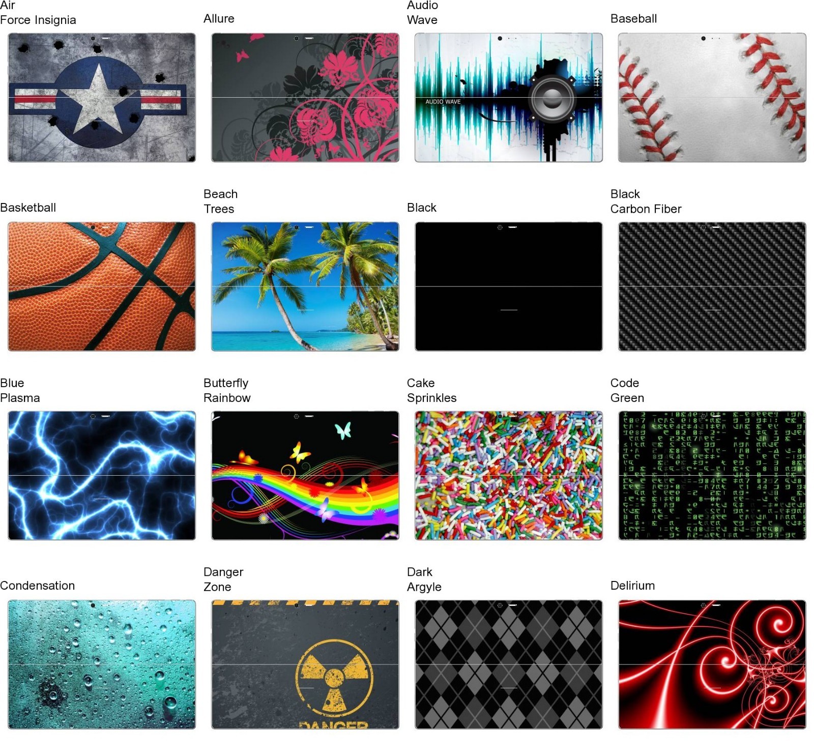 Choose Any 1 Vinyl Decal/Skin for Microsoft Surface 4 Pro - Free US Shipping