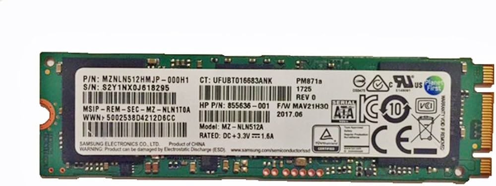 SAMSUNG MZNLN512HMJP-000H1 855636-001 512GB mSATA Solid State Drive