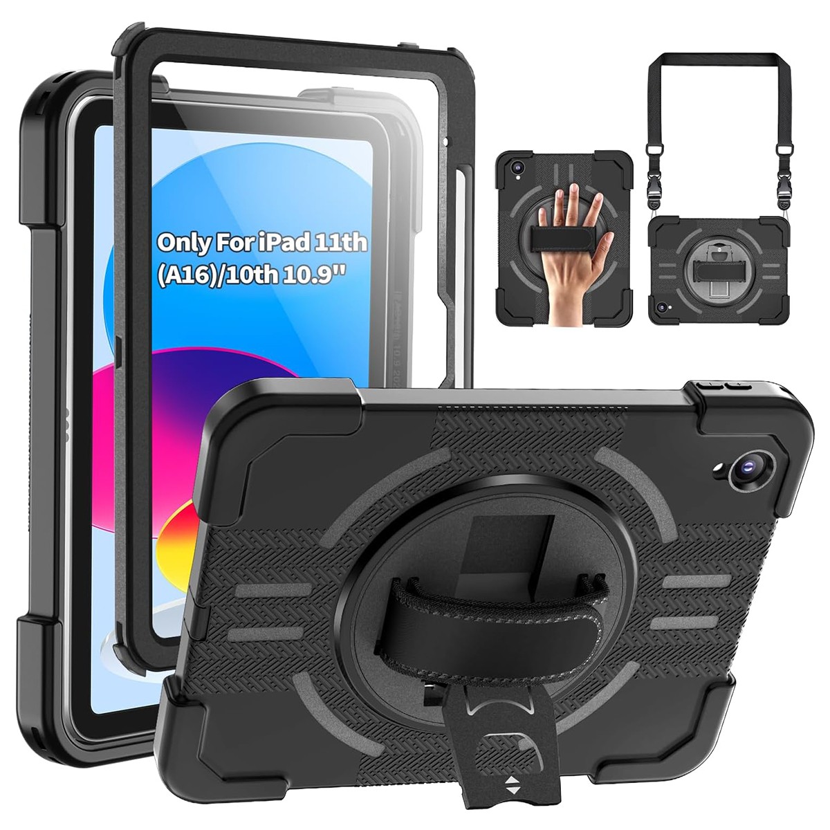 Waterproof Case iPad A16 11th Generation Rugged Shockproof Rotating Stand Cover