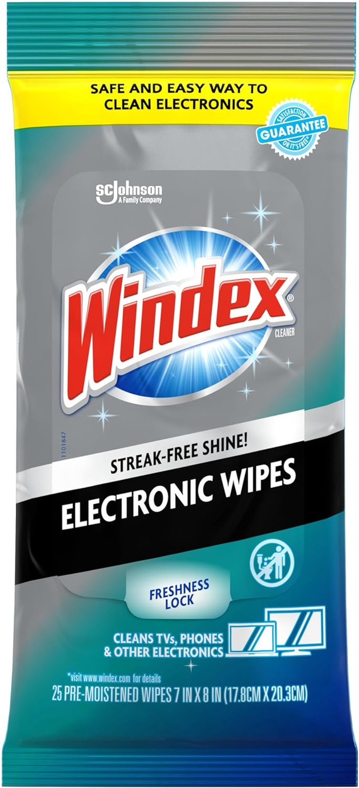 Windex Electronics Wipes, Pre-Moistened Screen Wipes Clean 25 Count