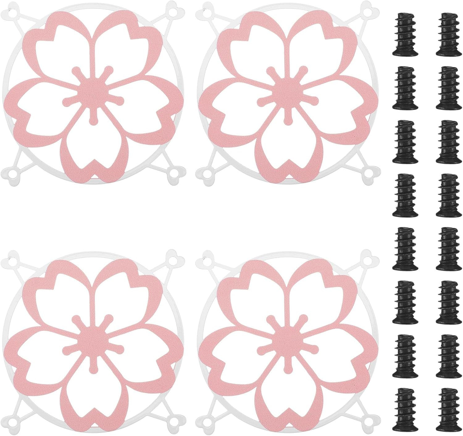 4 Pcs 120mm Pink Sakura Guard Fan Grill Metal PC Fan Grill Cover with Screws Cut