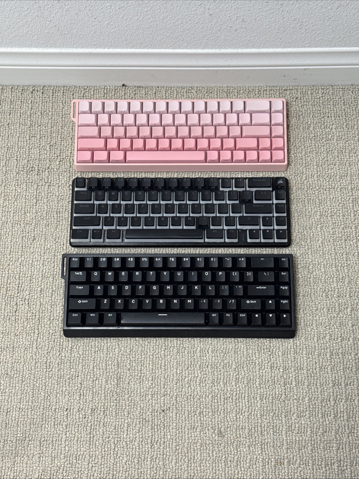 3 set gaming keyboards, Corsair K65 pro mini custom keys, Aula, Madlions