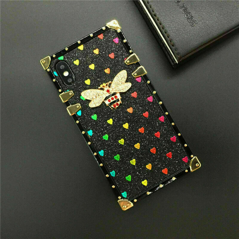 Luxury Bling Love Bee Cover Case For 11 12 13 14 15 16 Pro Max XR XS 7 8 SE 16E