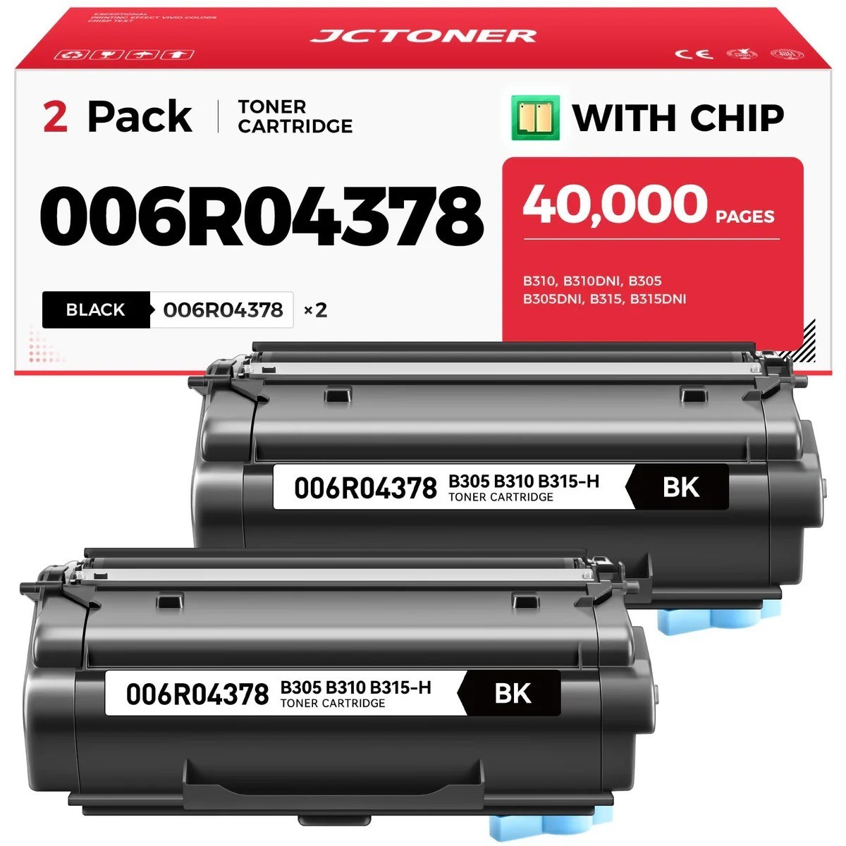 006R04378 Compatible Toner 2 Pack w/ Chip for Xerox B310 B315 B305 High Yield
