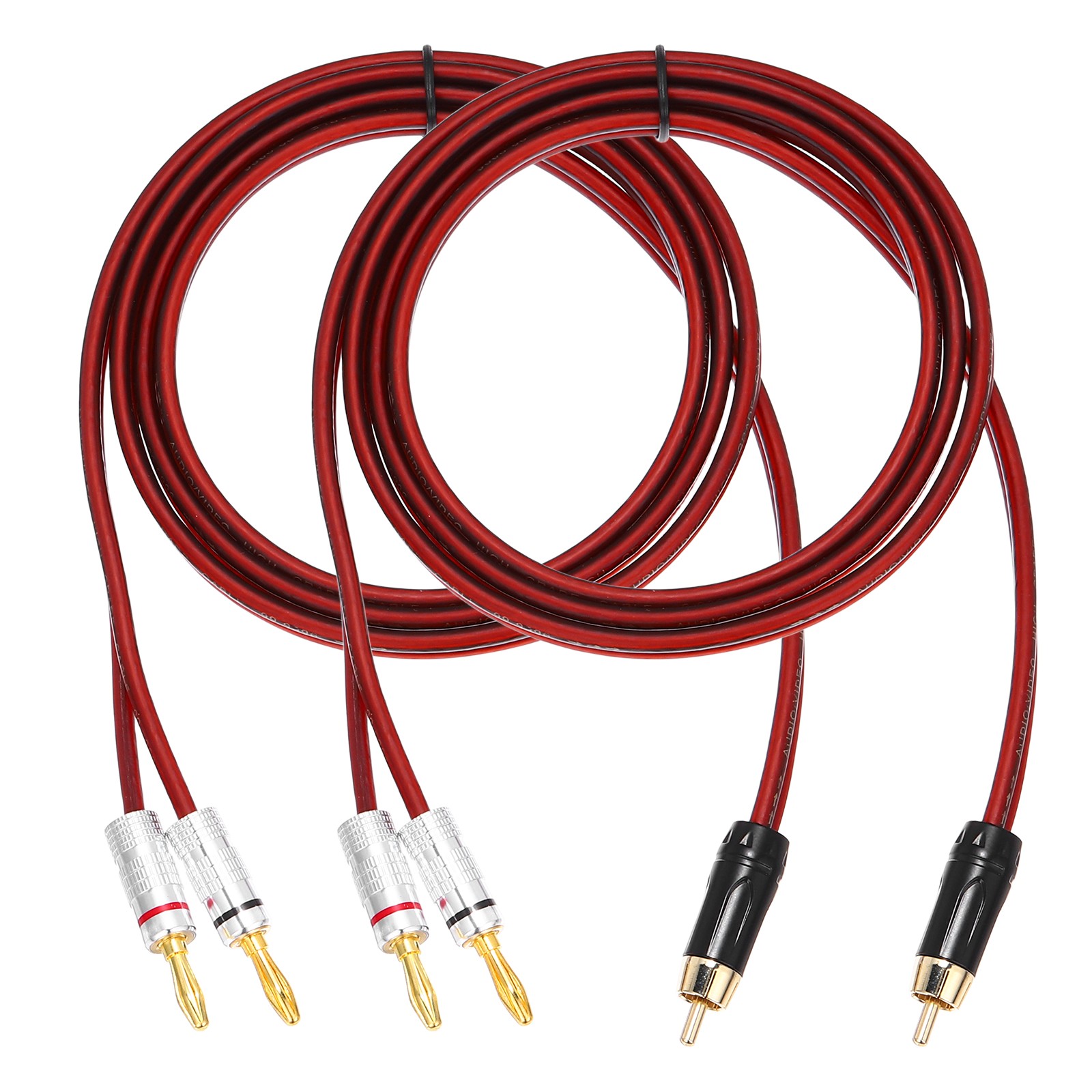 2 Pcs Gold Plated RCA Audio Cable, 1 RCA to 2 4mm Banana Plug, 4.9ft