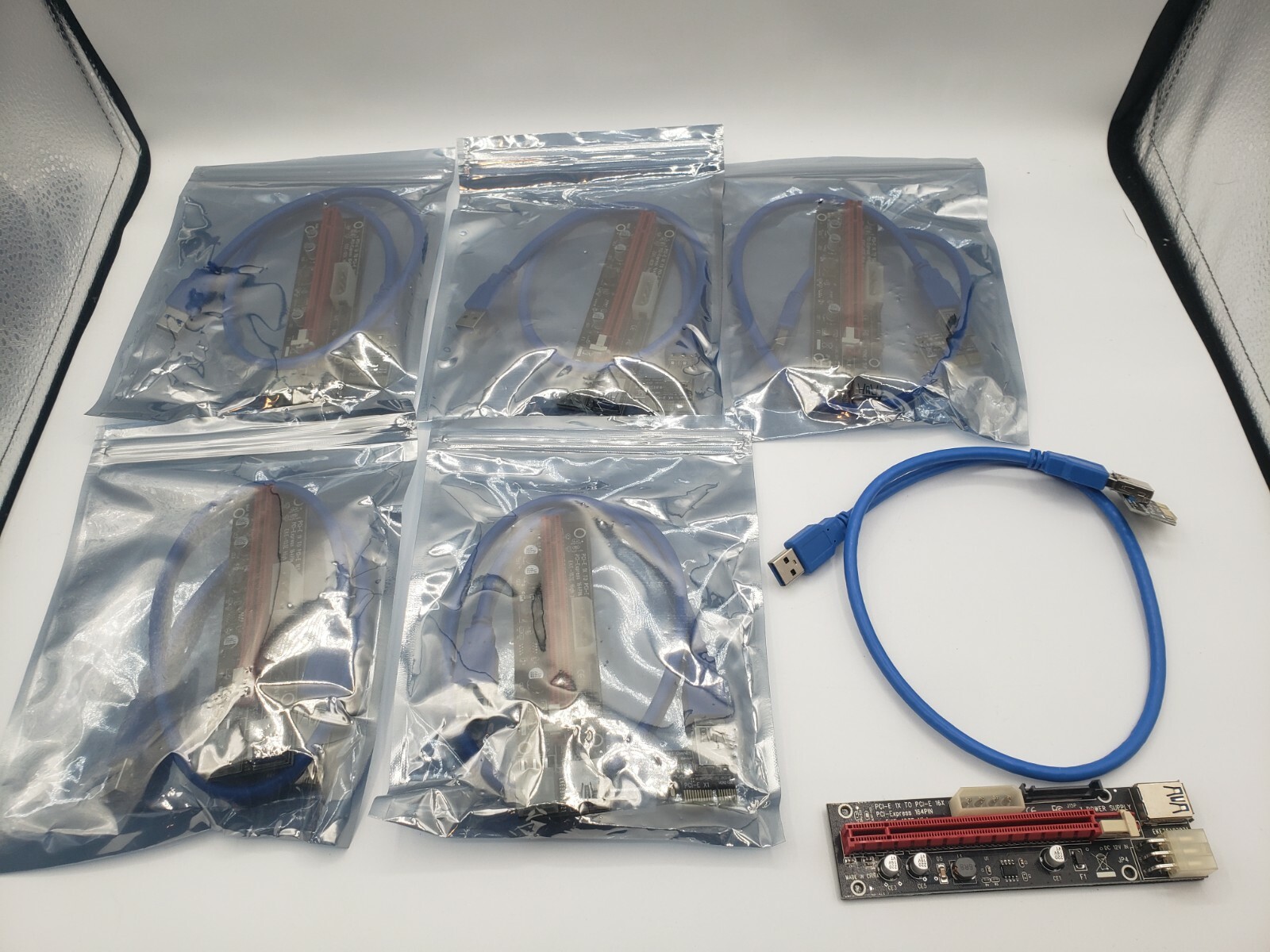 Ubit 6 Pack Latest PCI-E Riser Express Cable 16X to 1X See Photos 