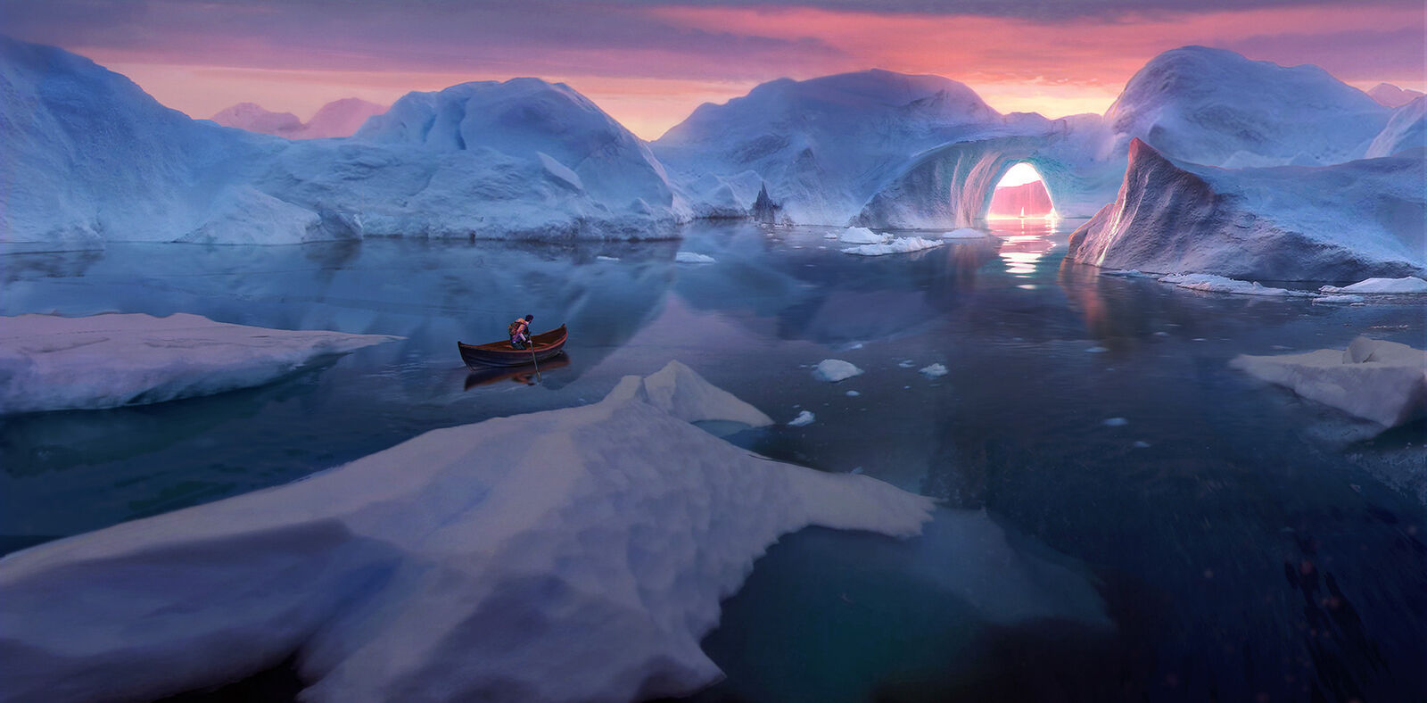 Landscape  tian zi lake ice arctic iceberg boat Custom Gaming Mat Desk