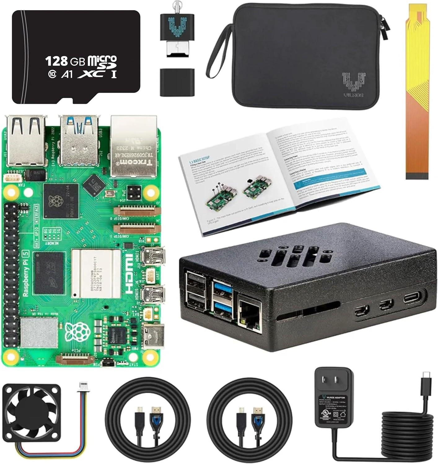 Raspberry Pi 5 Starter Kit MAX – Official 8GB RAM Pi 5 Board, 128GB Preloaded Mi
