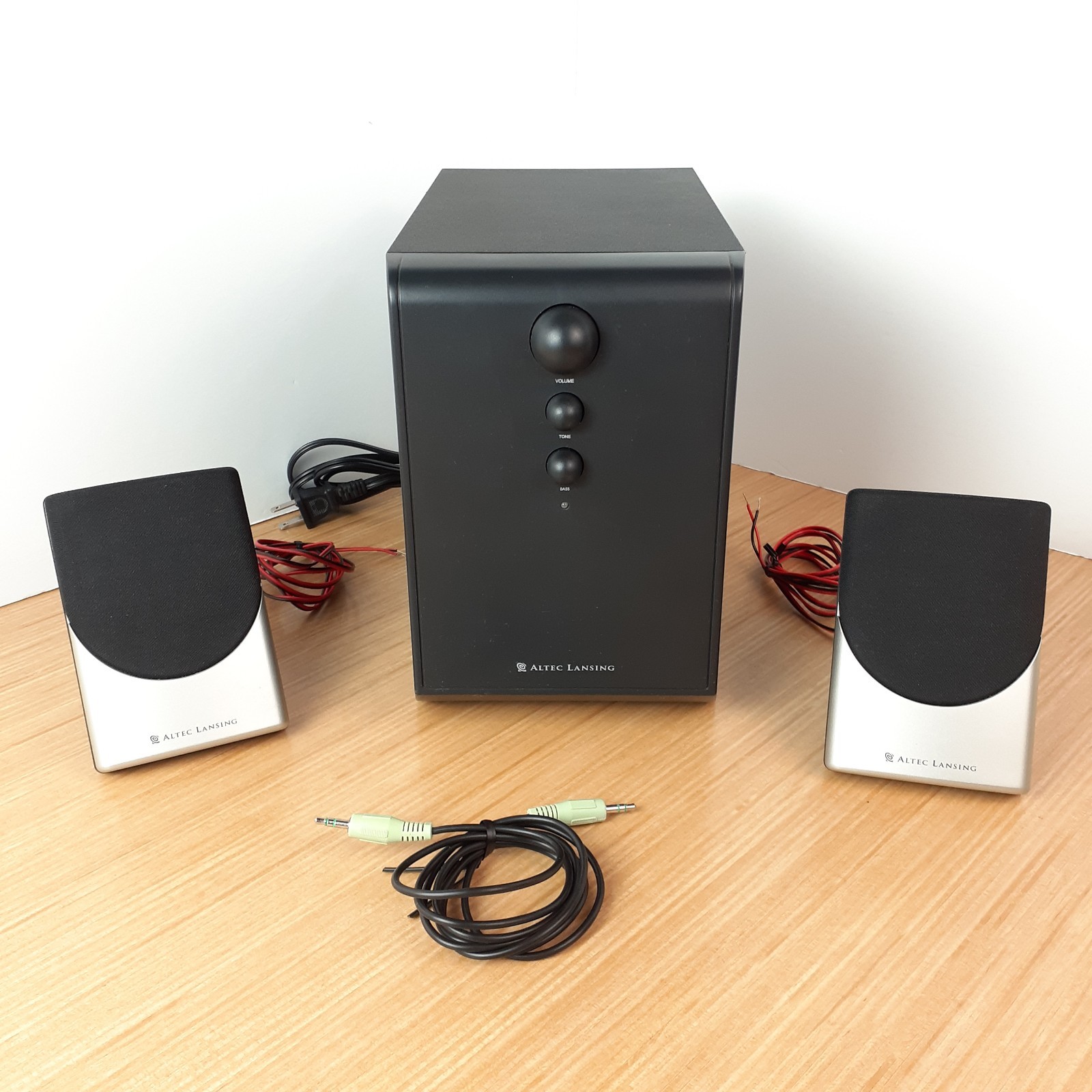 Altec Lansing Powered Audio System BX1021 Subwoofer & Speakers Tested Works