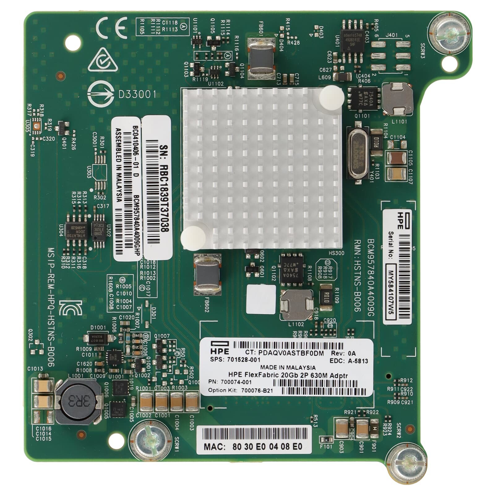 HP 701528-001 FLEXFABRIC 20GB 2-PORT 630M ADR  700076-B21 700074-001